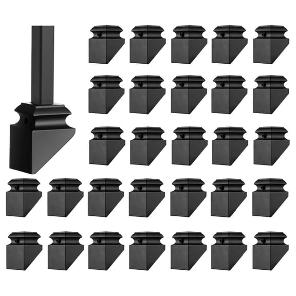 GYWHOOFT 30pcs Iron Baluster Shoes,Black Stair Railing Base Cover for 1/2 Inch Square Balusters,45 Degree Angle Metal Slant Base Shoes for Staircase Railing