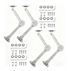 GYWHOOFT 4 Pcs Adjustable Lift Up Stay & Buffer Hinge with 20kg Gas Strut, Soft Close Support for Kitchen Cupboard Cabinet Door Flap, Adjustable Opening Angles