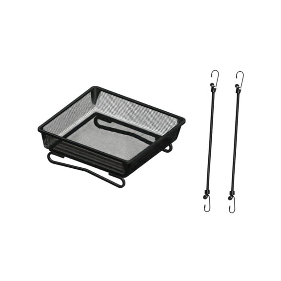 GYWHOOFT 6.88" x 6.88" Railing Bird Feeder Tray - Outdoor Platform Seed Feeder with 2 Elastic Ropes, Mesh Bottom, Easy Hang on Balcony, Deck, Porch - for Wild Birds and Squirrels