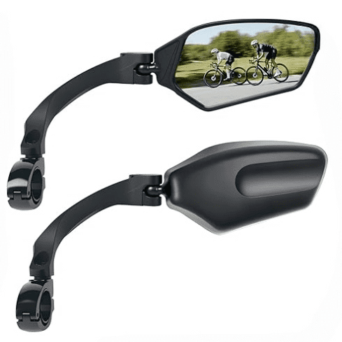 GYWHOOFT Adjustable Handlebar Bike Mirror, Shatterproof HD Glass Lens, Universal Fit Rearview Bicycle Mirrors (Pair), 360 Rotatabl