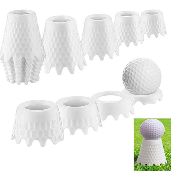 GYWHOOFT Golf Simulator Tees SetPlastic Golf Mat Tees with Consistent 1/4" to 2" Heights for Indoor Practice, Driving Range And Winter Turf, Durable Simulator Golf Accessories (White)