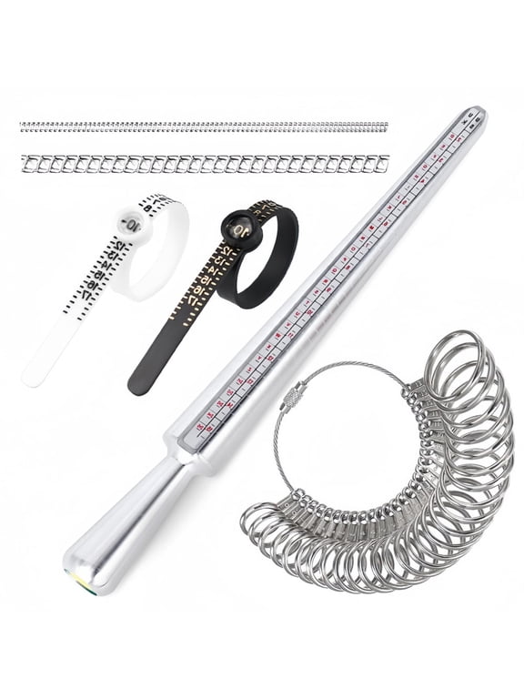 Ring Sizing Kit with US Size 0-13 Metal Mandrel and 1-17 Finger Sizer Stick Complete Ring Measurement Tool for Men Women, Jewelry Measuring Gauge