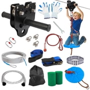 GYZJ 100FT Zipline for Backyard Kids - Up To 400LBS Stainless Steel Zip Line and Spring Brake
