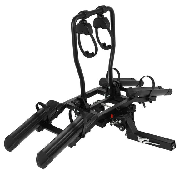 GYZJ Hitch Mount Bike Rack with Ramp: Foldable Mount 2 E-Bikes Carrier for Cars Trucks SUVs RV,170 LBS Bike Hitch Rack Up to 5-inch Tire,1.25"-2" Hitch Receiver (Black)