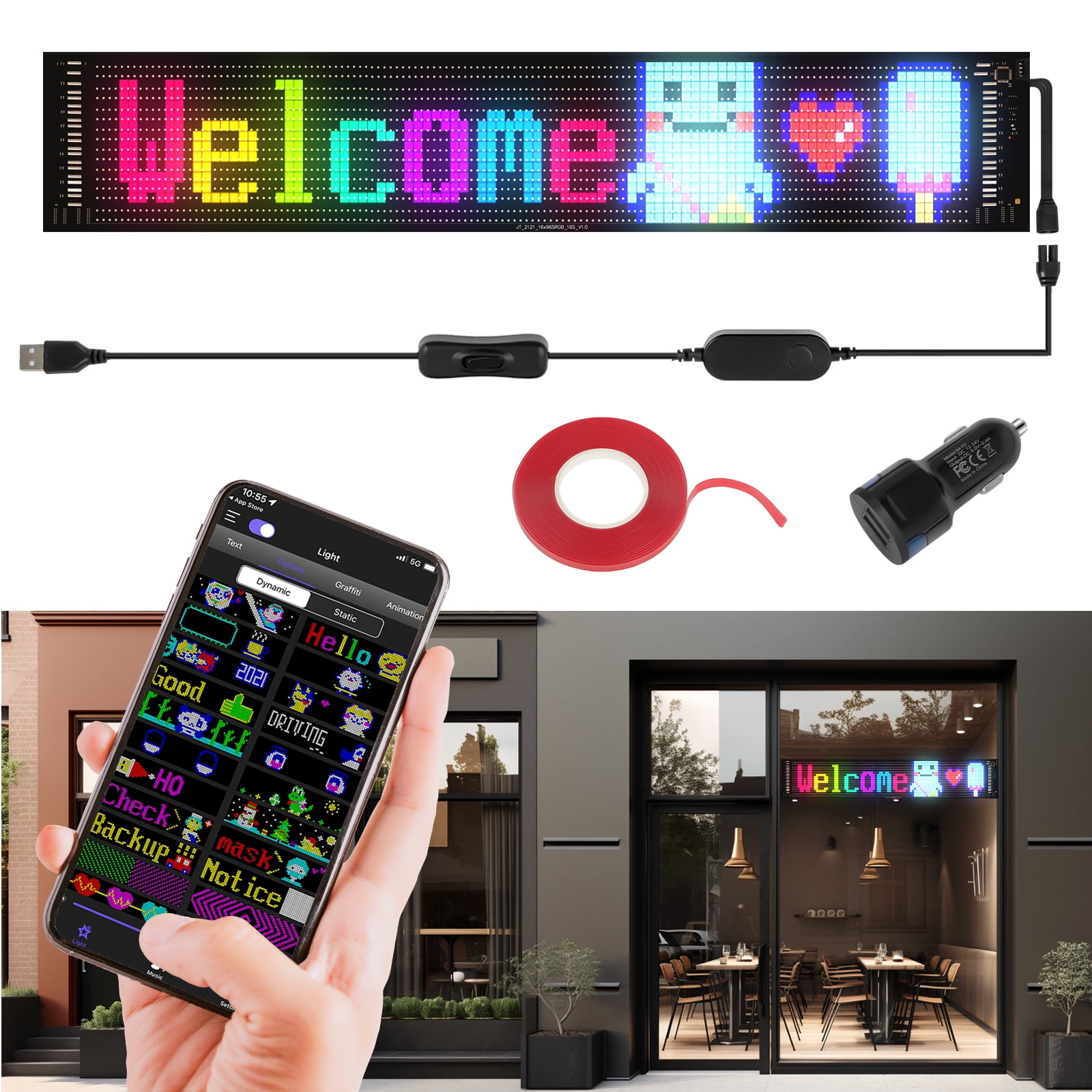 GYZJ LED Car Sign,Scrolling LED Sign,Flexible LED RGB Color Sign ...