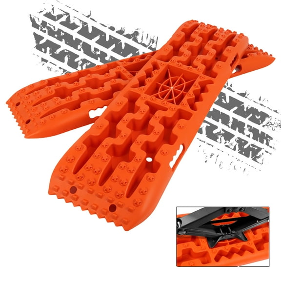 GYZJ Off-Road Traction Boards with Jack Lift Base: Recovery Tracks for Sand, Mud, Snow, Off Road Accessories for RV Truck 4X4 SUV,Orange 2 Pack