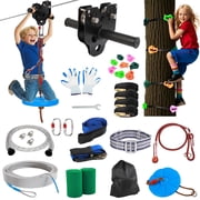 GYZJ 120FT Zipline Kit for Kids Adults Up to 400 lb, Removable Trolley, Quick Tighten, Backyard Zip Line Set