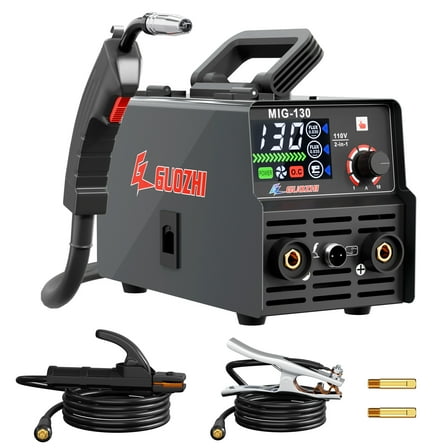 GZ GUOZHI 130A Portable MIG Welder,110V 2 in 1 Gasless Flux Core MIG/Stick Welding Machine with Large LED Display (8.5 LB)