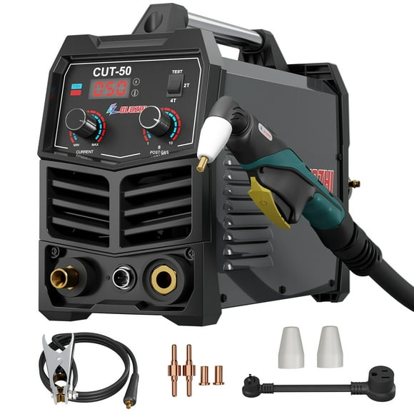 GZ GUOZHI 50Amp Plasma Cutter, Dual Voltage 110V/220V, 10MM Clean Cut, Air Cutter with Pre-Flow, Post-Gas, 2T/4T Modes