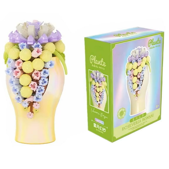 GZBrick Aurora Gradient Succulent Bonsai Building Sets Compatible with Lego Flowers Botanical Collection for Adults Girls(Yellow)