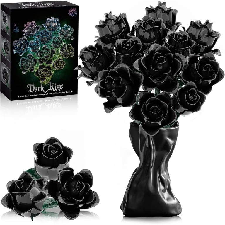 GZBrick Black Roses Bouquet Building Set 585PCS for Adults Girls