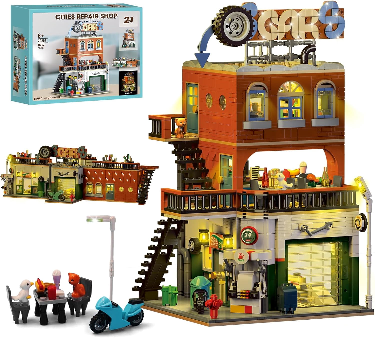 Shop Set GZBrick Cities Repair Shop Building Sets Compatible with Lego Street ...