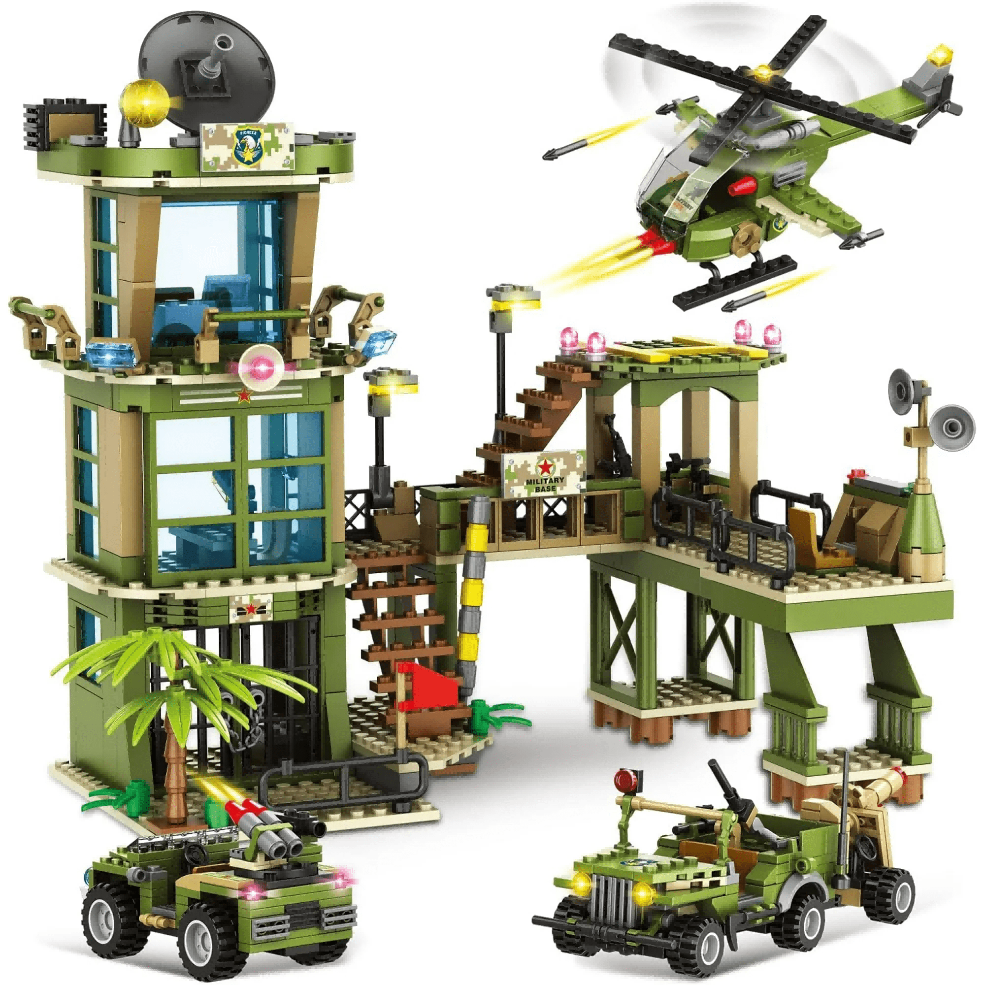 GZBrick City Military Base Building Sets Army with War Helicopter
