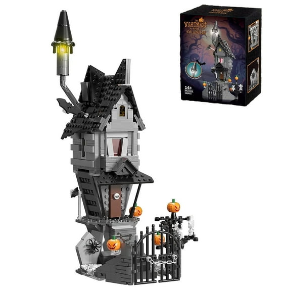 GZBrick Halloween Haunted House Building Sets with Led Light for Adults Boys Compatible with Lego