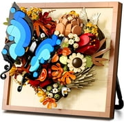 GZBrick Heart Flower Sunflower Building Set Frame Wall Art for Adults Girls Compatible with Lego (Butterfly)