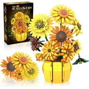 GZBrick Icons Sunflowers Pot Flowers Botanical Building Sets for Adults Girls Compatible with Lego 14+ (Yellow)