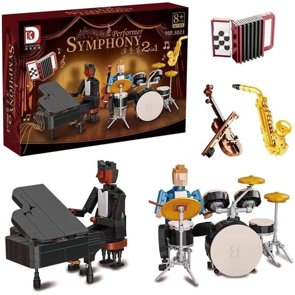 GZBrick Jazz Drum Pianist Building Sets Compatible with Lego Music Art Novel Desktop for Adults Girls 1000PCS