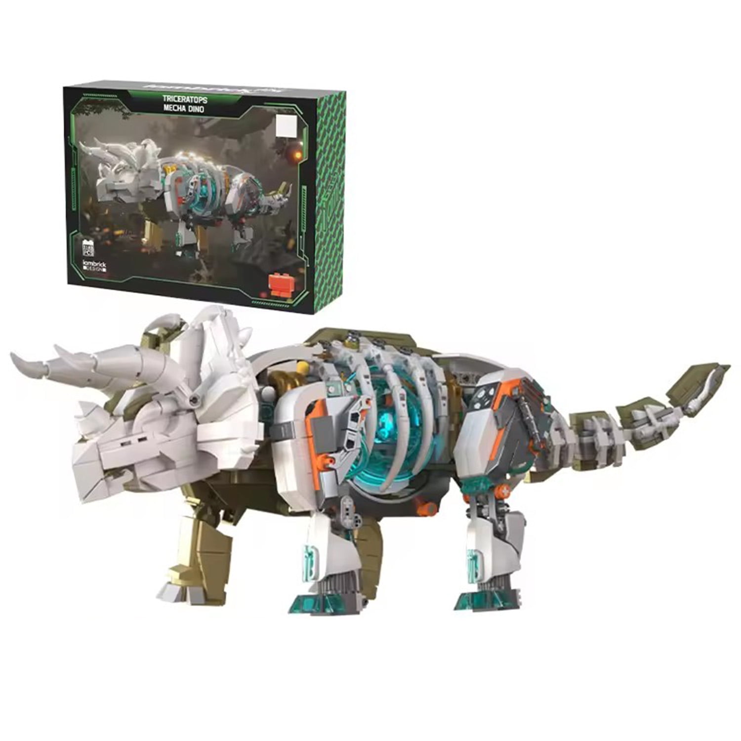 GZBrick Jurassic Mechanical Triceratops Building Sets Compatible with Lego Dinosaur World for Adults Boys 1180PCS