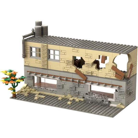 GZBrick Military Ruins Battle Scene Building Sets WW2 Scene for Adults Boys Compatible with Lego