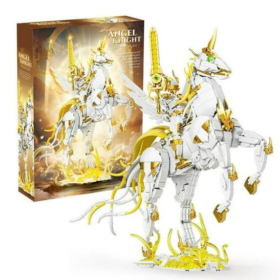 GZBrick Paladin Buliding Sets Unicorn Angel Saint Rider with Light for Boy Girls Compatible with Lego 1289pcs