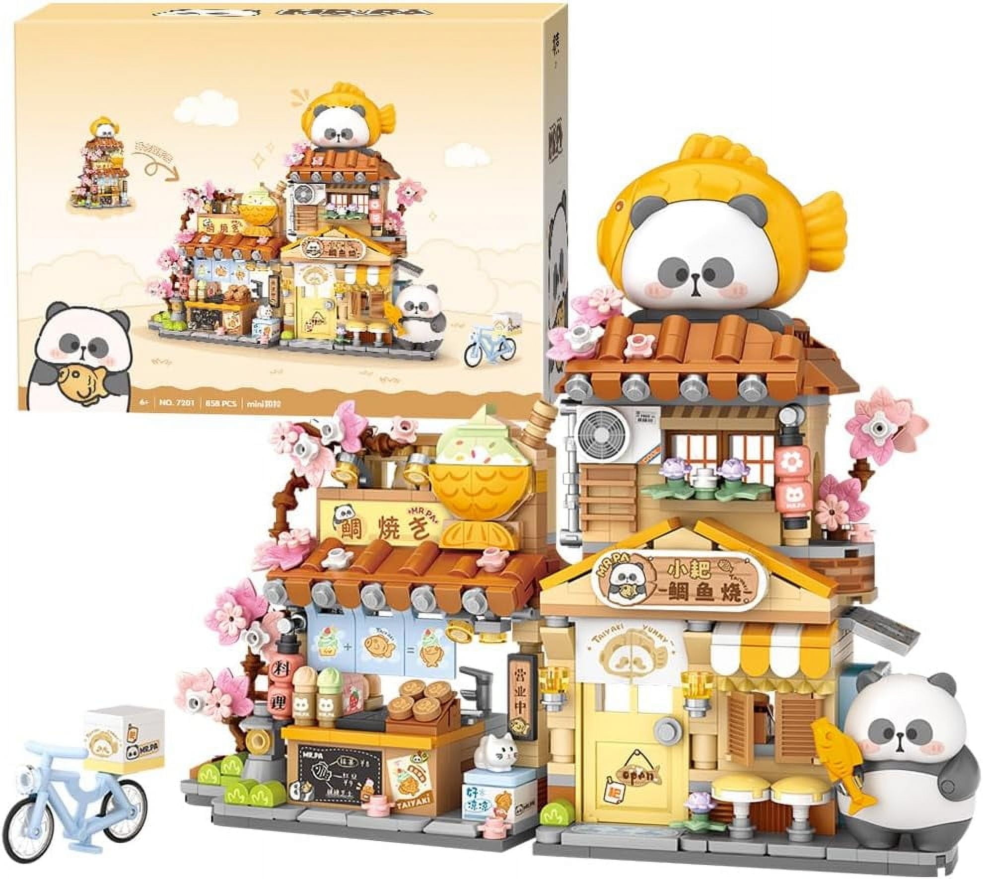 GZBrick Panda Street Scene Building Sets Openable Taiyaki Shop for
