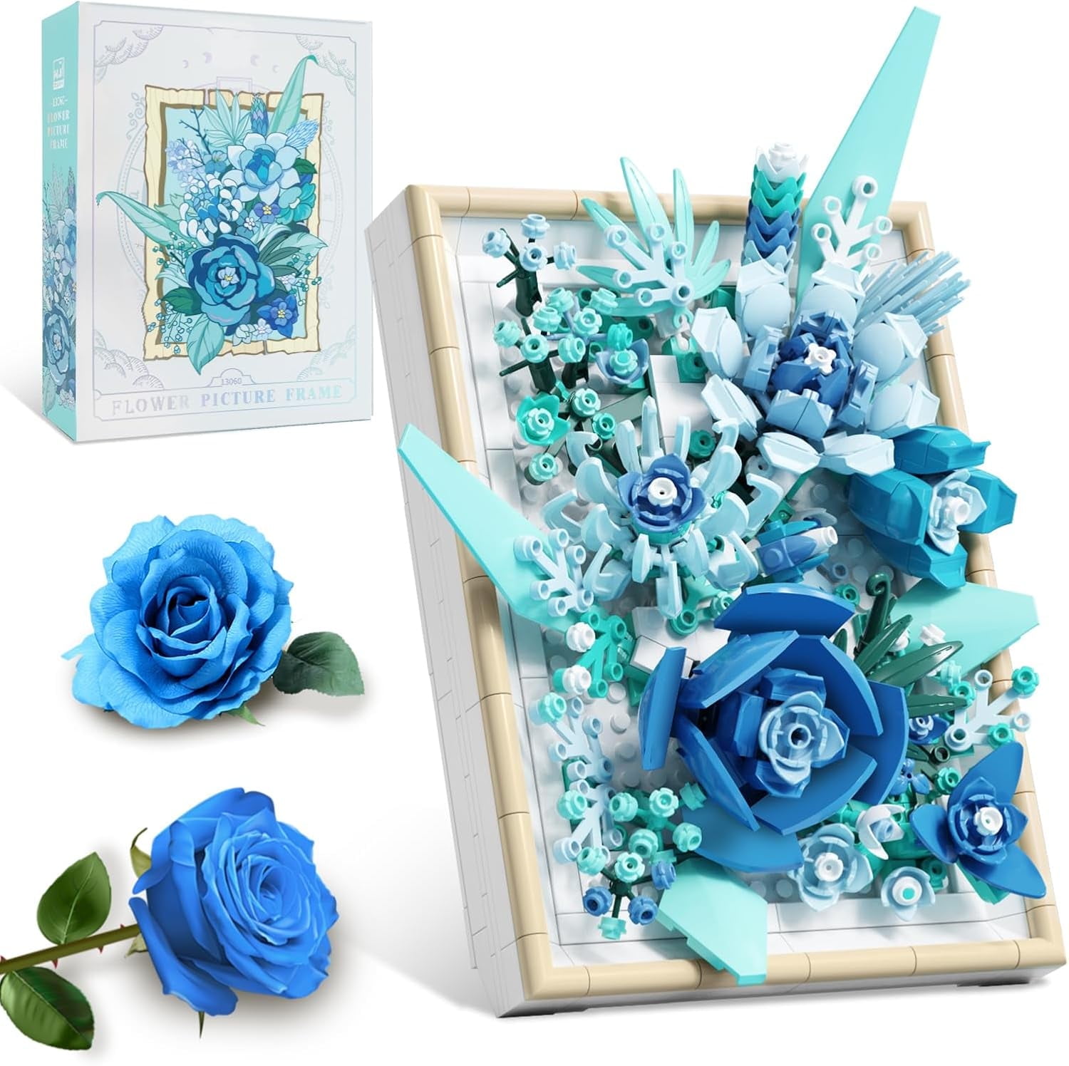 GZBrick, Building Sets, Flowers Bouquet, Compatible with Lego Blue