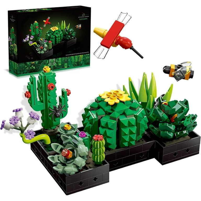 GZBrick Succulents Flowers Plant Botanical Building Sets Home