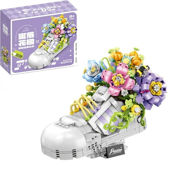 GZBrick Trendy Shoes Building Sets Compatible with Lego Flowers for Adults Girls 812PCS Purple