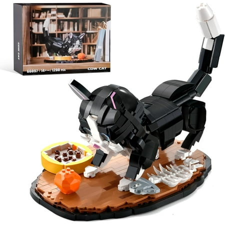 GZBrick Tuxedo Cat Building Sets Compatible with Lego Animals with Display Base for Adults Girls 1200PCS