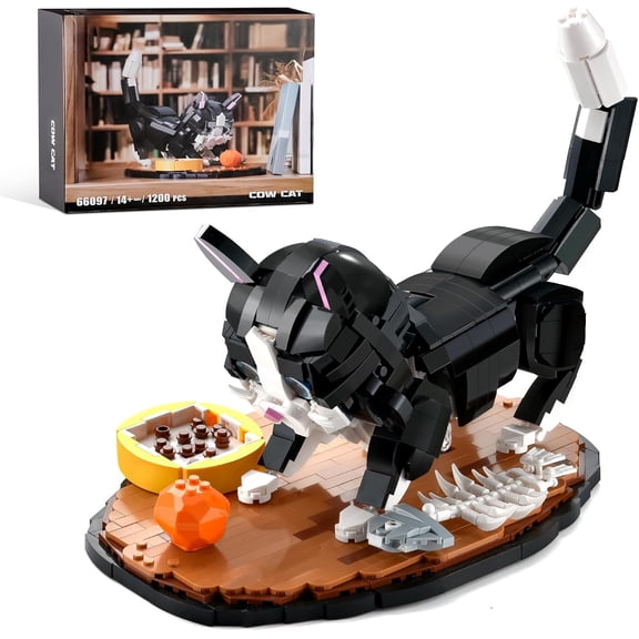 GZBrick Tuxedo Cat Building Sets Compatible with Lego Animals with Display Base for Adults Girls 1200PCS