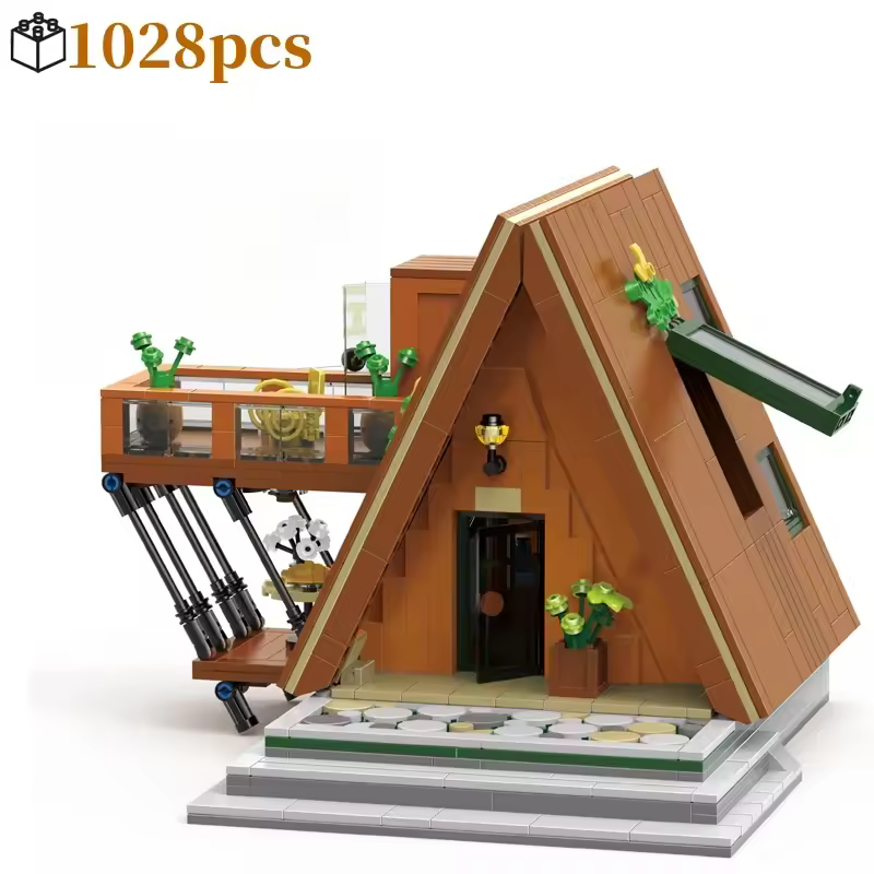 GZBricker A-Frame Cabin Building Set Compatible with Lego Architectural House Hut City Street View Modula Collectible Model for Adult