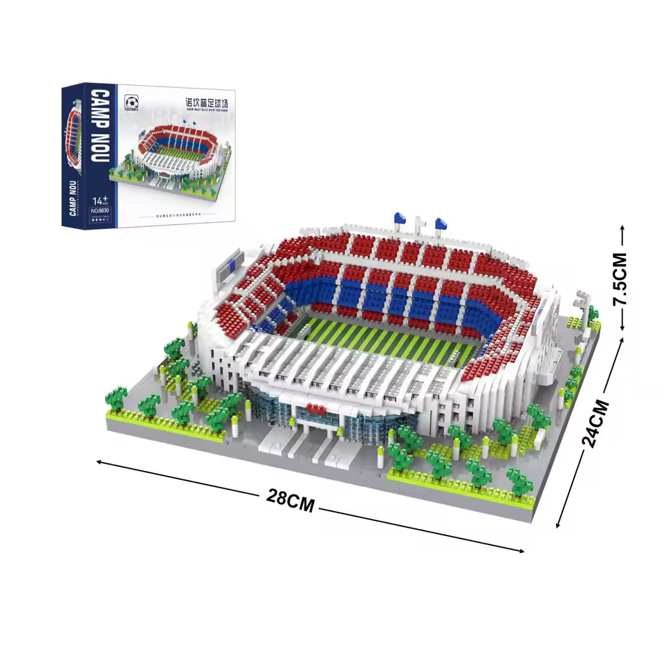 GZBricker Barcelona Soccer Stadium Building Set Football Sport Compatible with Lego Architecture Collectible Model for Adults Home Office Decor