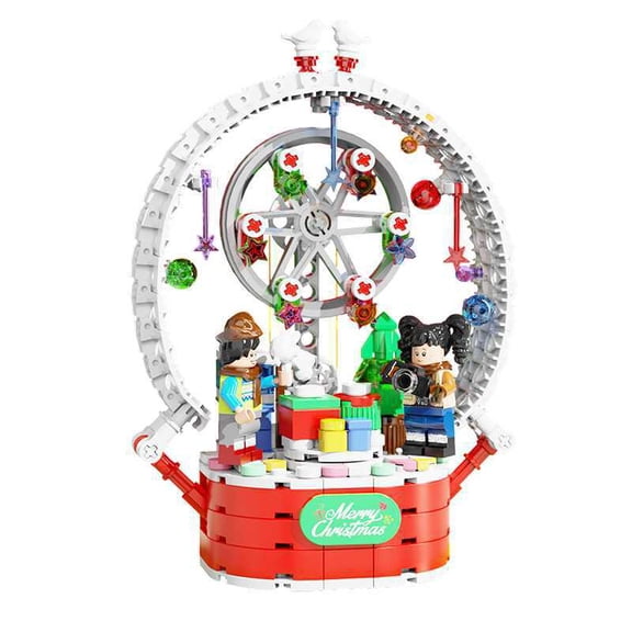 GZBricker Christmas Rotating Ferris Wheel Building Set Amusement Park MOC With Light Compatible with Lego Model Decoration for Adults