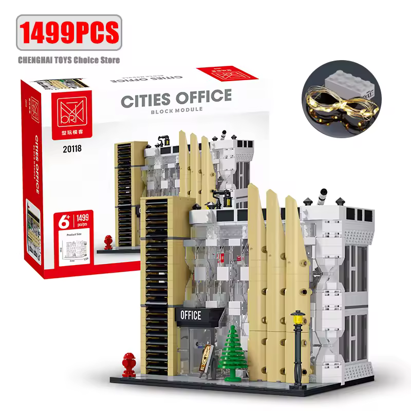 GZBricker City Office Building Set Modular Collectible Model Compatible with Lego Architecture House Street View for Adults