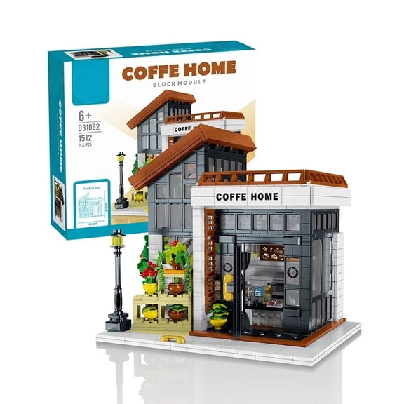 GZBricker Coffee House Building Sets Flower Store Garden with Light Compatible with Lego Architecture City Street View Display Home Decor for Adults
