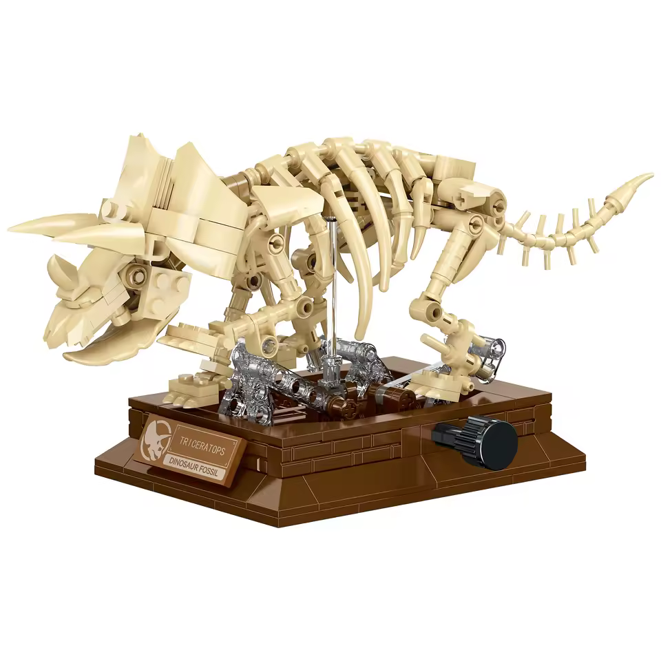 GZBricker Dinosaur Skeleton Building Set Jurassic Triceratops Compatible with Lego Animals Museum Fossil Home Decor for Adults Boys
