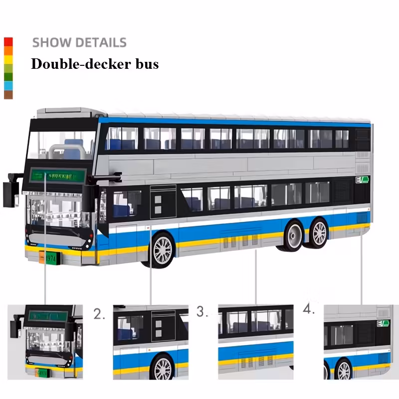 GZBricker Double Decker Bus 2-in-1 Building Set Compatible with Lego Vehicle Car Model Educational Gifts for Adults Teens