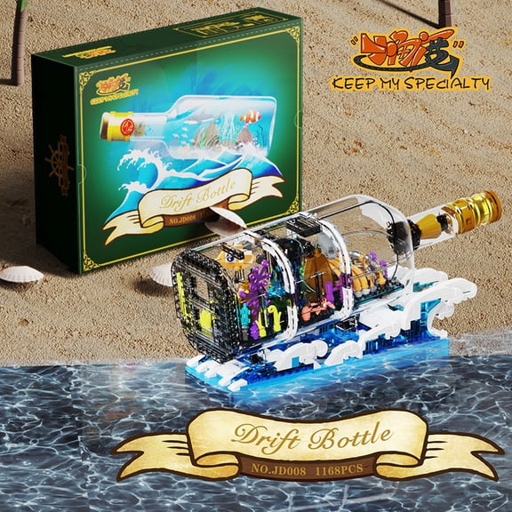 GZBricker Eco Fish Tank Drift Bottle Building Set Compatible with Lego Animal Model Home Decoration for Adults