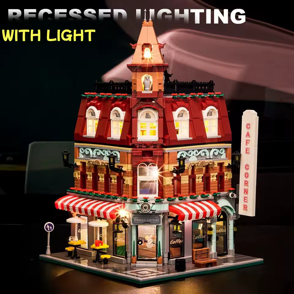 GZBricker European Coffee Shop Building Set Compatible with Lego Architecture City Street View Model for Adults