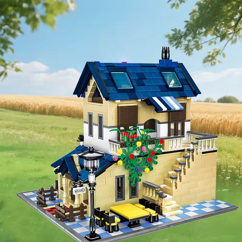 GZBricker France Urban Architecture Building Set French Country Villa Compatible with Lego European House Model Home Decoration for Adults