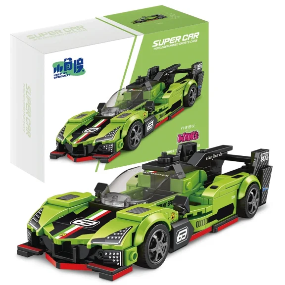 GZBricker Green Black Super Car Building Set Speed Champions Compatible with Lego Vehicle Sport Collectible Model for Adults Home Office Decor