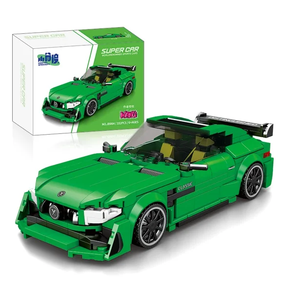 GZBricker Green Super Car Building Set Speed Champions Compatible with Lego Vehicle Sport Collectible Model for Adults Home Office Decor - 332PCS