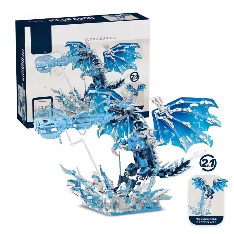 GZBricker ICE Frie Dragon Building Set Collectible Model Compatible with Lego Animal Magic Giant Game Home Office Decor for Adults