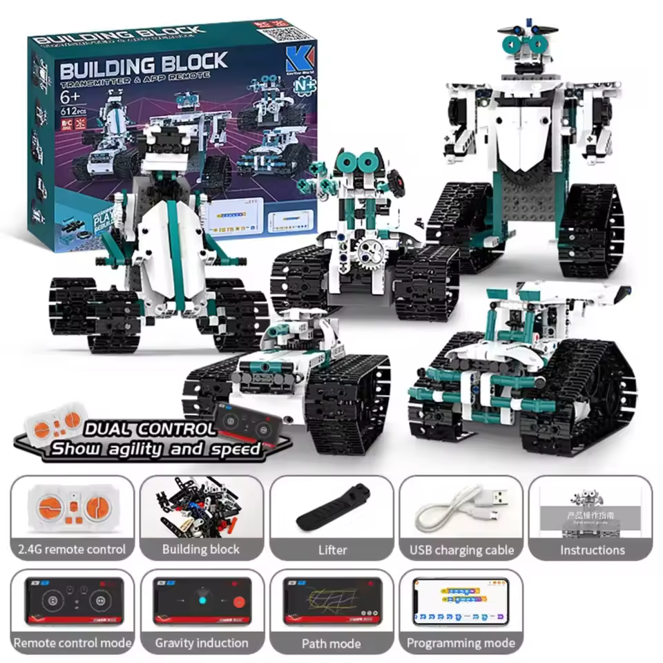 GZBricker Intelligent Robot Building Set Programming Remote App Control STEM 5-in-1 Compatible with Lego Technical Model Collectible for Adults