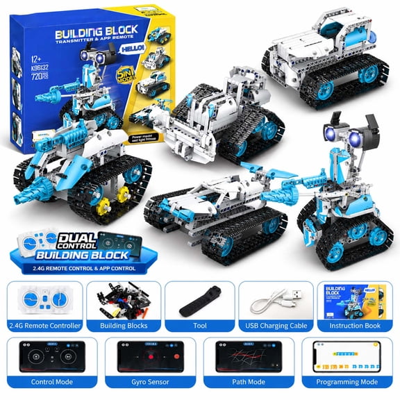 GZBricker Intelligent Robot Building Set Programming Remote Control APP 5-in-1 Compatible with Lego Technical Model Collectible for Adults