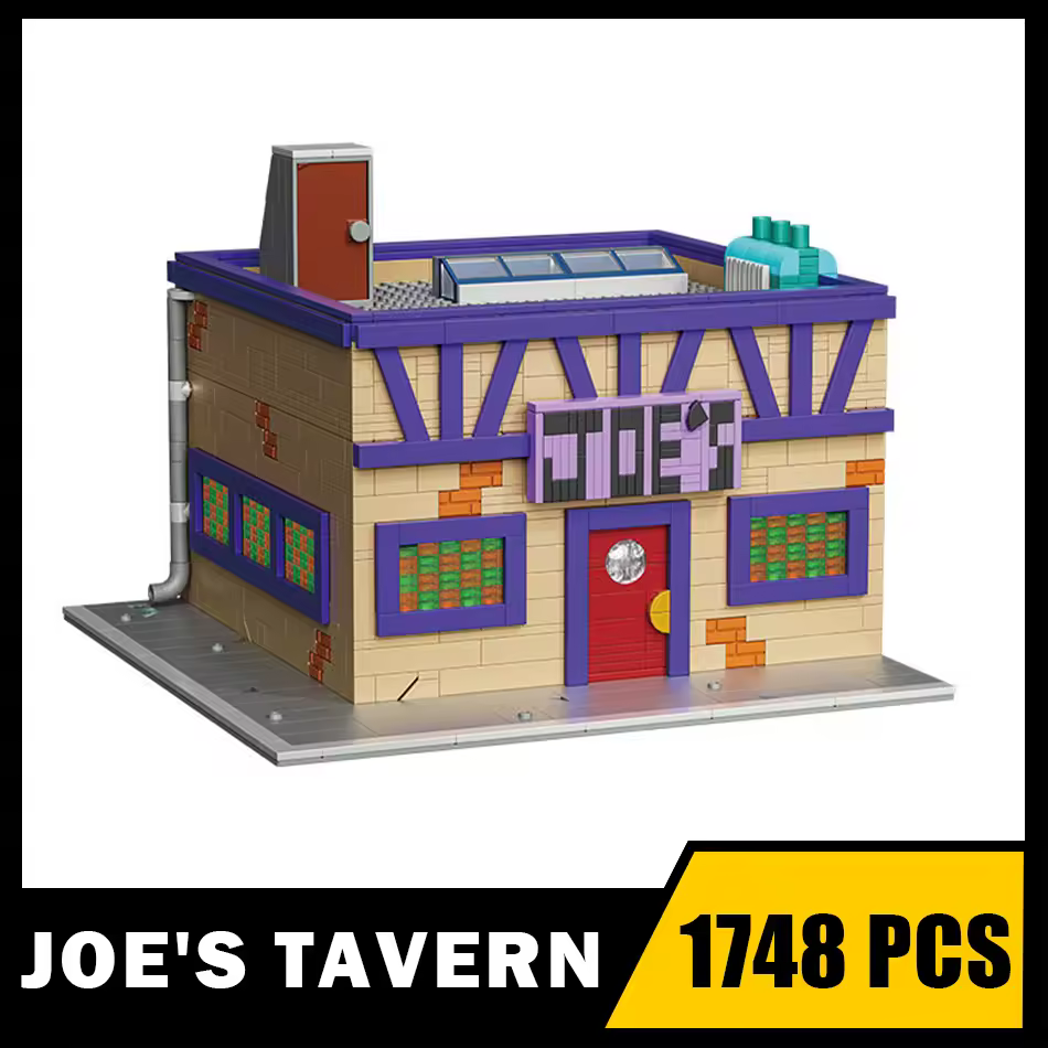 GZBricker Joe's Bar Street View Building Set Retro Pub Compatible with Lego House Collectible Model for Adults Home Office Decor