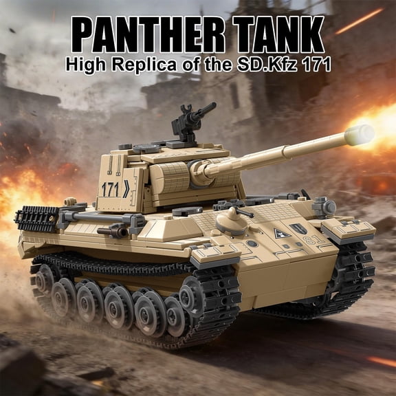 GZBricker Leopard Tank 171 Building Set WW2 Army Soldiers Compatible with Lego Military Vehicle Collectible Model for Adult Home Office Decor