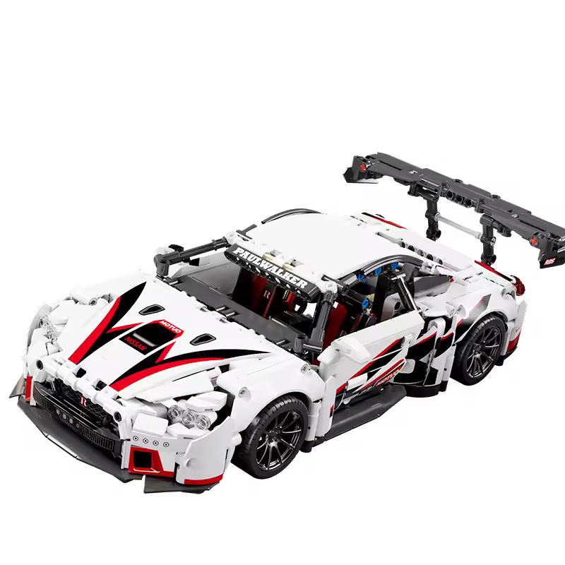 GZBricker MOC White Car Building Set Speed Racing Super Compatible with Lego Vehicle for Adults