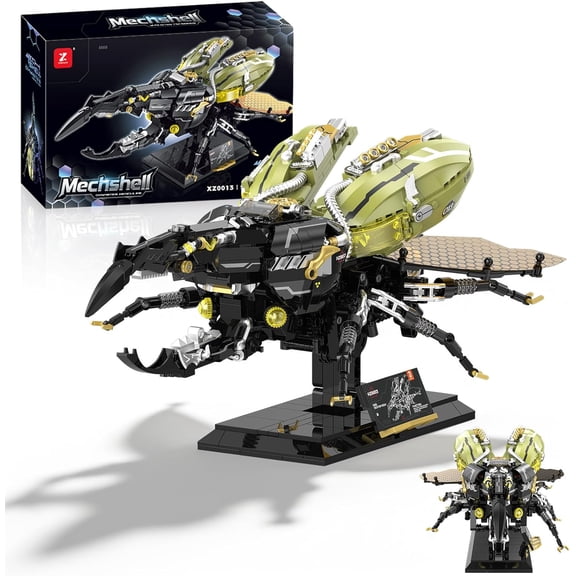 GZBricker Mechanical Beetle Building Set Cyberpunk Compatible with Lego Animal Stalker Horned insect Robot for Adults