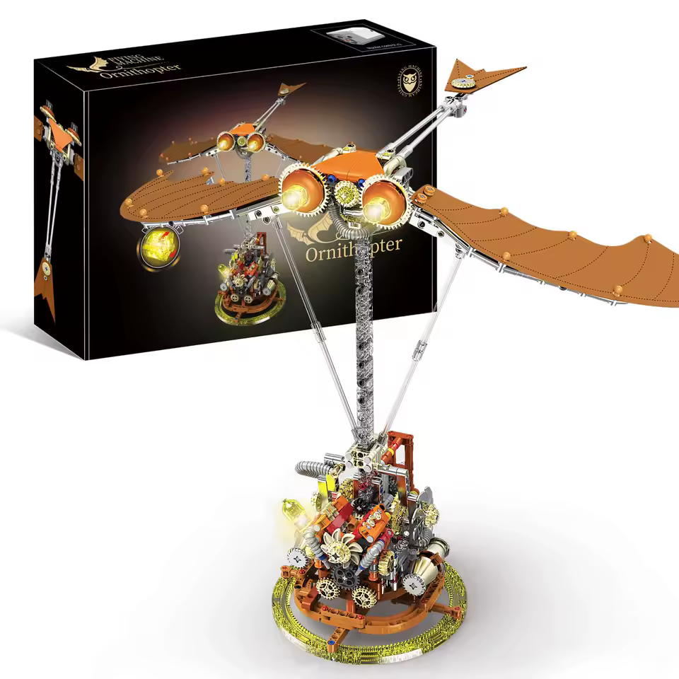 GZBricker Mechanical Punk Bionic Ornithopter Building Set Building Sets Compatible with Lego Wing Flapping Robot with Light for Adults
